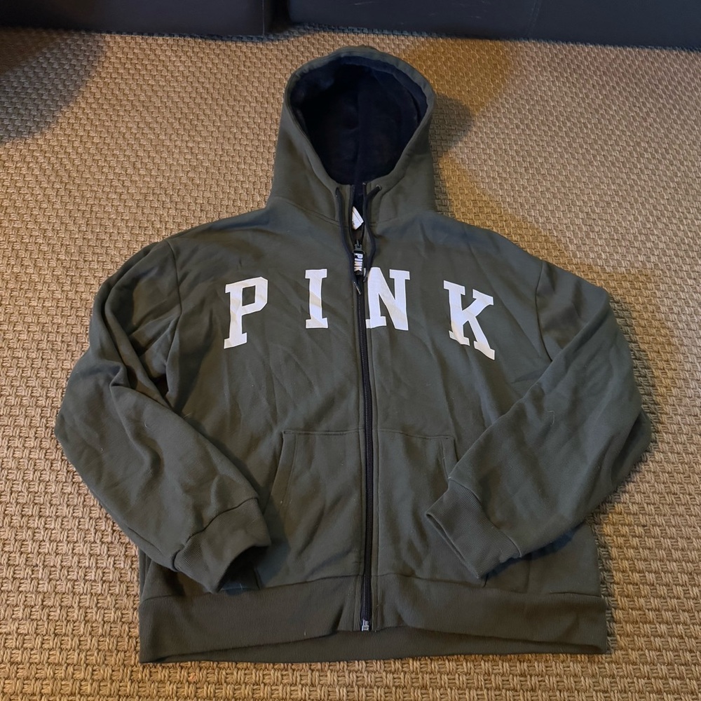 PINK Olive Green Hoodie